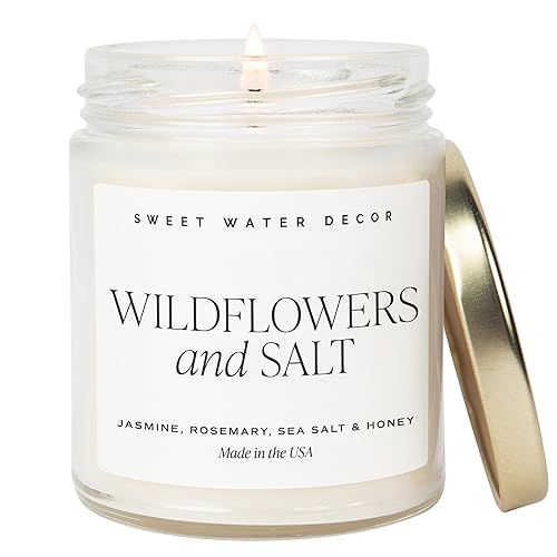 Sweet Water Decor Wildflowers and Salt Soy Candle | Lemon, Rosemary, Leafy Green and Jasmine Scen... | Amazon (US)
