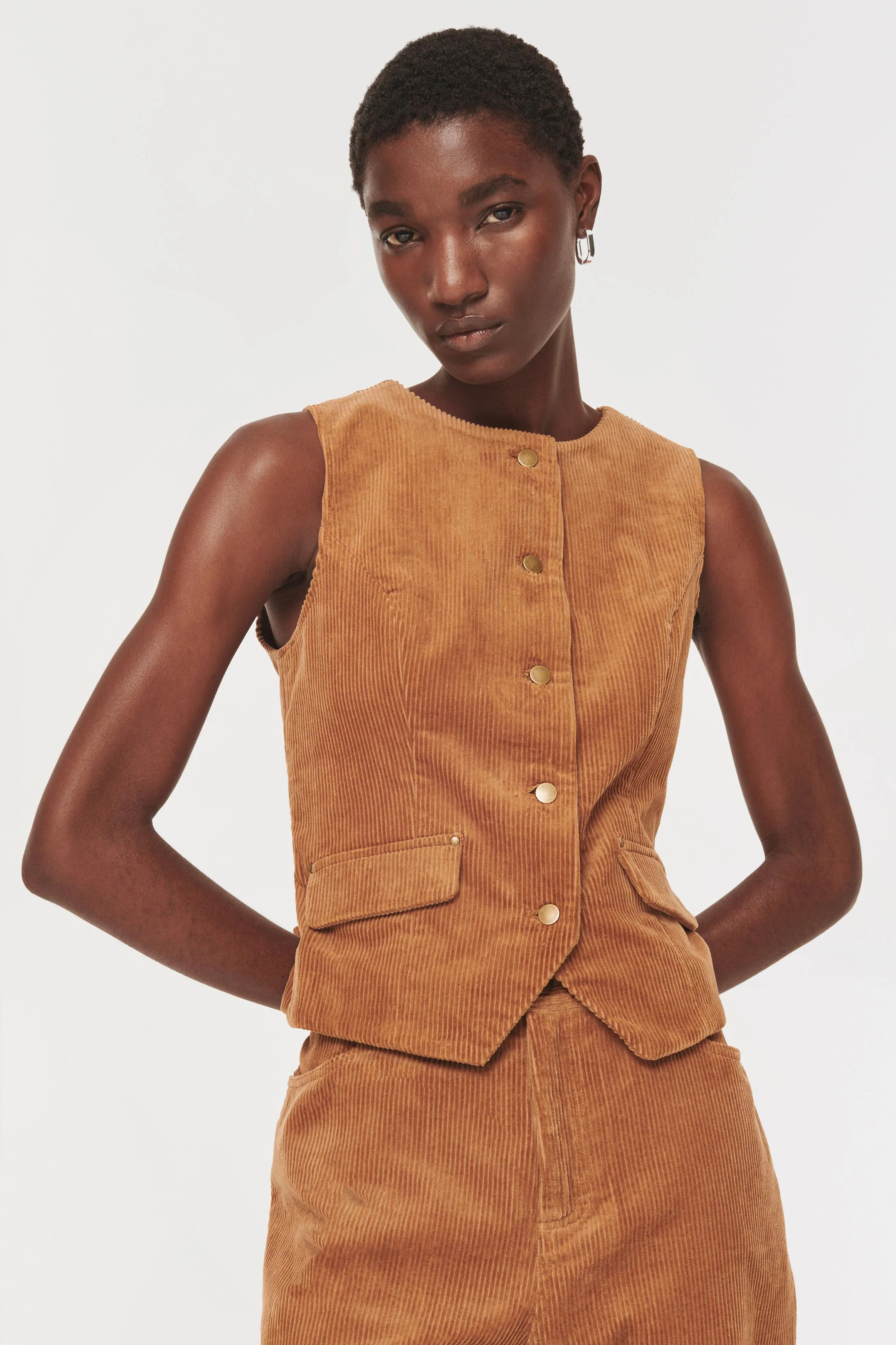 Mitch | Cord Waistcoat in Tobacco| ALIGNE | ALIGNE USA