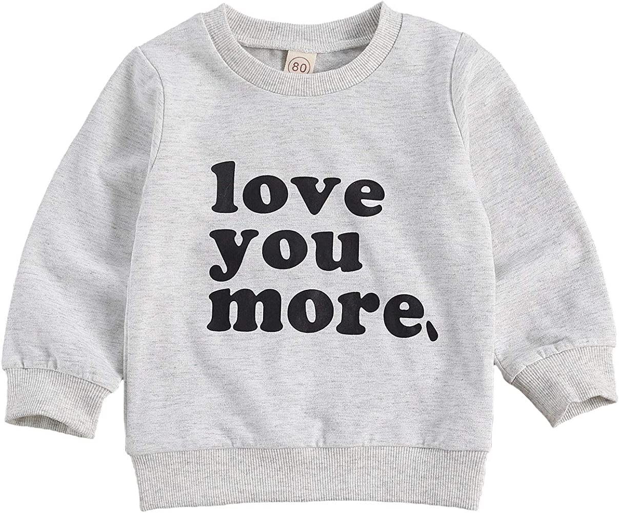 BeQeuewll Infant Toddler Boys Girls Crewneck Sweatshirt Love You More Letter Printed Long Sleeve Pul | Amazon (US)