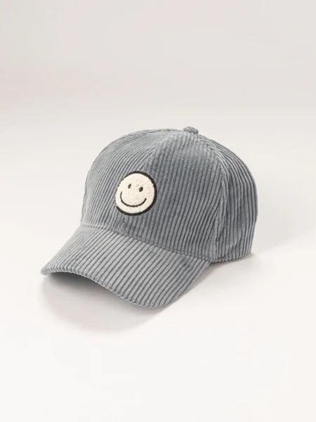 Blue Corduroy Smiley Hat | Lane 201 Boutique