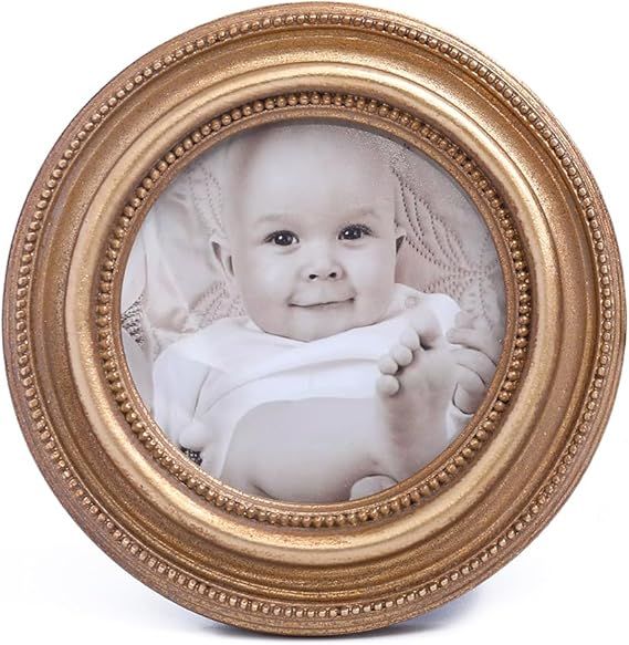 SIKOO 3x3 Small Round Picture Frames Vintage Picture Frames 3x3 Antique Mini Picture Frames Ornat... | Amazon (US)