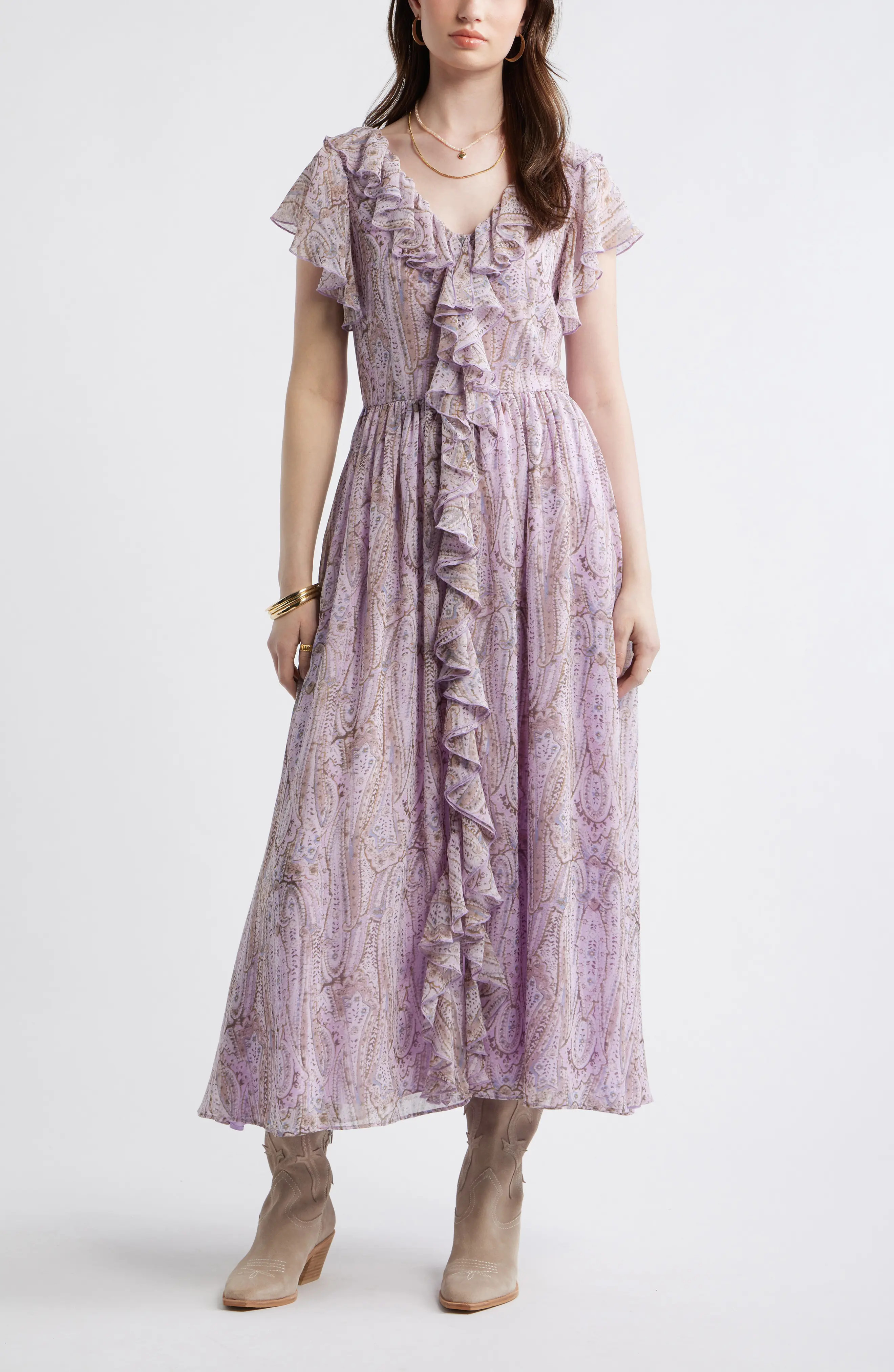 Ruffle V-Neck Maxi Dress (Women) | Nordstrom | Nordstrom