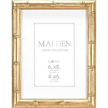 Malden International Designs 4x6 Matted Gold Bamboo PS Moulding Picture Frame Antique Gold Finish... | Amazon (US)