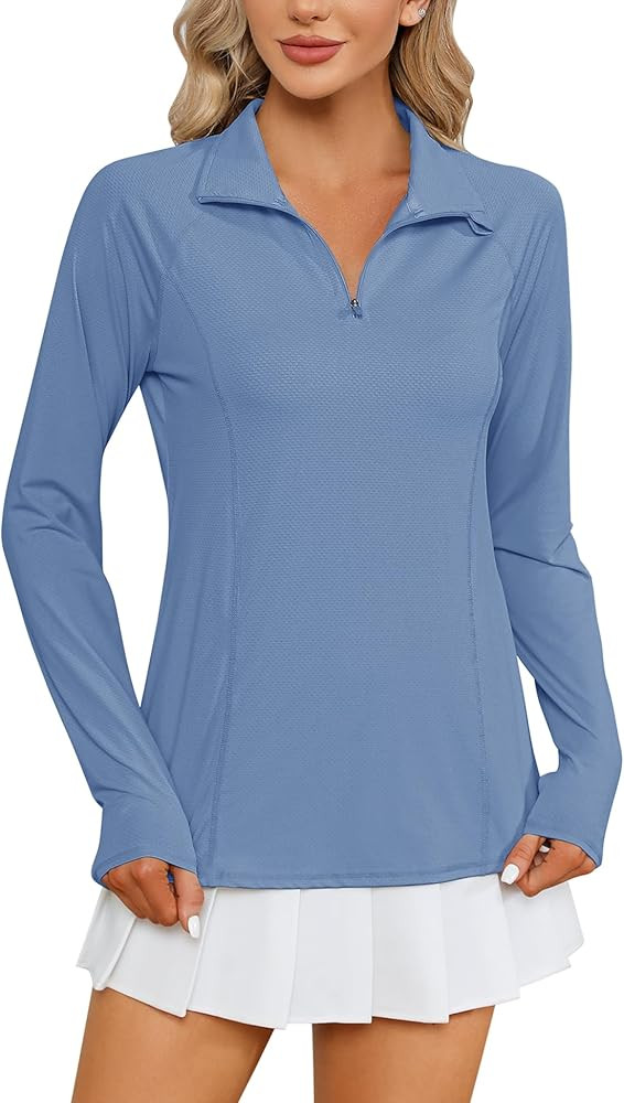 LOMON Women Long Sleeve Shirts Sun Protection 1/4 Zip Summer Quick Dry Hiking Shirts Quarter Zip ... | Amazon (US)