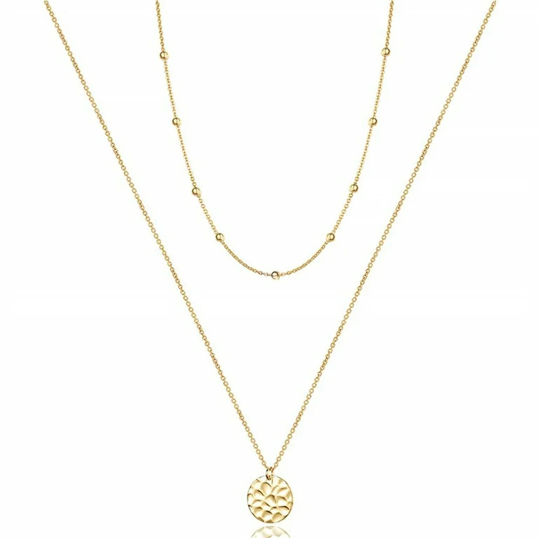 Turandoss Delicate 14K Gold Plated Stackable Y-Necklaces Set for Women Disc Pendant Adjustable Ch... | Walmart (US)