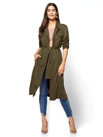 Long Belted Soft Trench Coat | New York & Company