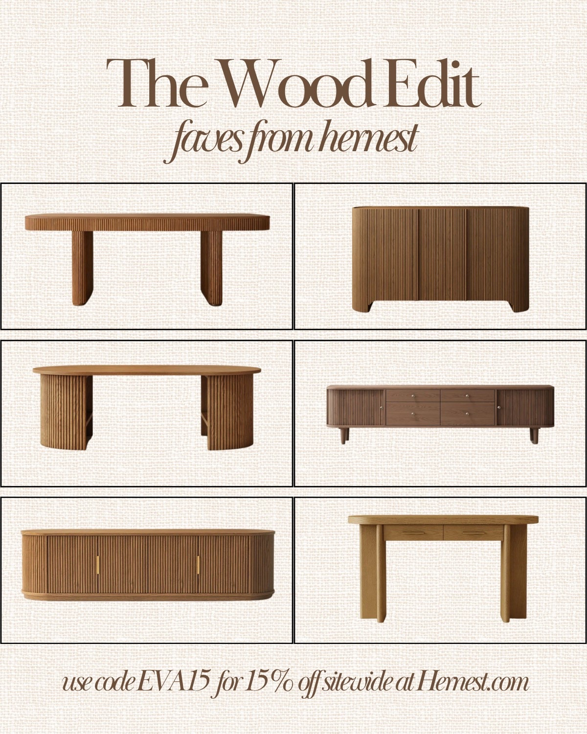 Warm wood tones, fluted textures, and clean lines—these pieces from @hernest are timeless staples for any neutral home. I rounded up all my favorites, all designed to bring that soft, organic feel to a space.

Use code EVA15 for 15% off sitewide at hernest.com
Shop everything here!
.
.
.
#LTKhome #hernest #CasaChicollo #WoodTonedDecor #ModernOrganic #NeutralInteriors #FurnitureEdit #HomeInspo

#LTKHome