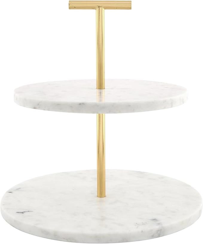 Santa Barbara Design Studio 2-Tiered Marble Tray with Gold Metal Stand Round Serving Tray for Des... | Amazon (US)