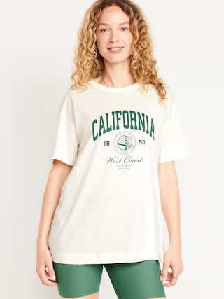 Oversized EveryWear Graphic Tunic T-Shirt | Old Navy (US)