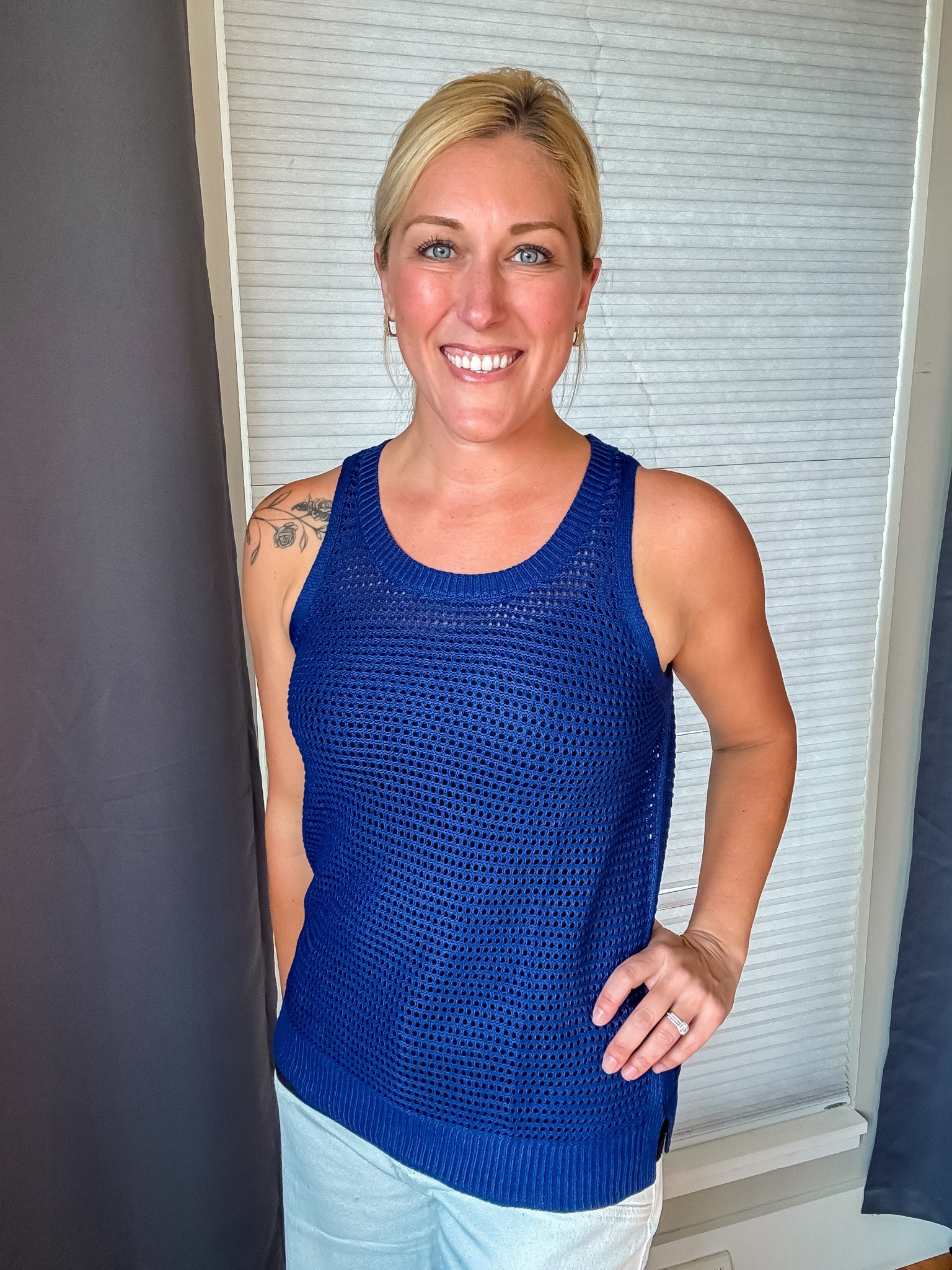 Obsessed with this airy crochet tank for summer ☀️💫 Lightweight, breathable, and perfect — style it over a bralette or cami and pair with denim shorts or a flowy skirt. A must-pack for beach days, brunches, and everything in between! #LTKsummer #crochettop #vacationstyle #bohostyle #LTKunder50 #summerlayering