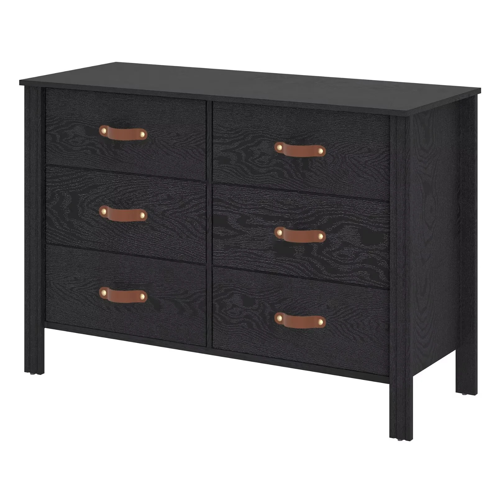 WAMPAT Black Dresser for Bedroom, Wood Dresser with 6 Drawers, Kids Dressers & Chest of Drawers, ... | Walmart (US)