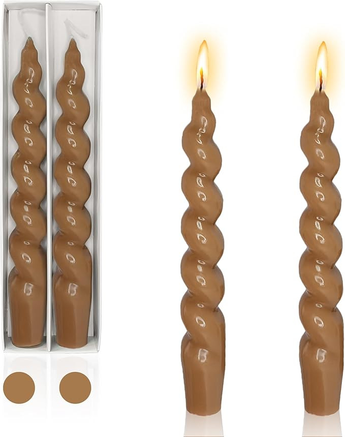 Candles Spiral Taper Candle - 7 INCH Brown Candlesticks Short Candle Sticks Valentines Tapered Ca... | Amazon (US)