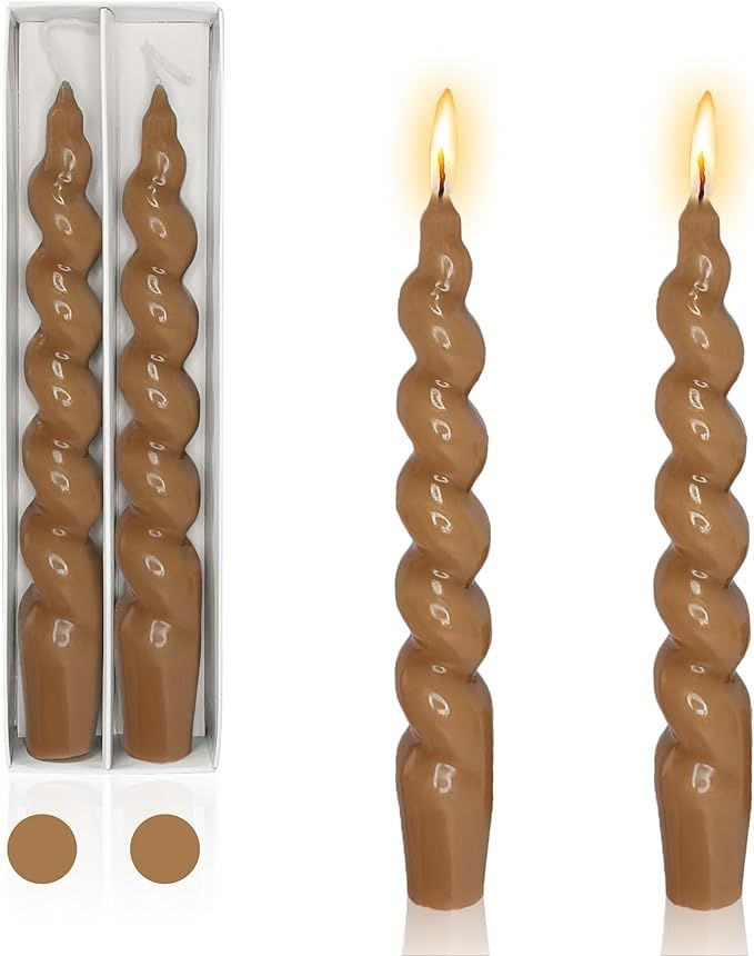 Candles Spiral Taper Candle - 7 INCH Brown Candlesticks Short Candle Sticks Valentines Tapered Ca... | Amazon (US)