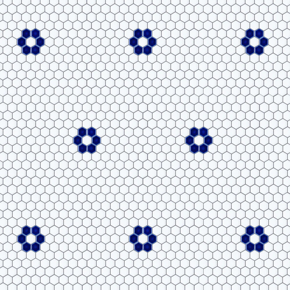 Metro Ion 1" Hex Sapphire Single Flower Wht 10-1/4" x 11-7/8" Porcelain Mosaic Floor & Wall Tile | Wayfair North America