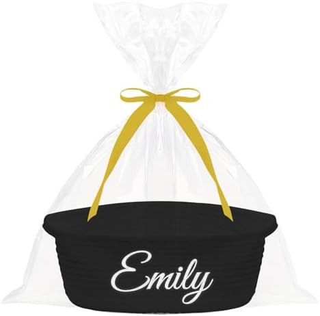 HUTARIO Personalized Woven Christmas Burr Basket Embroidered Name with Gift Bags and Ribbons,Empt... | Amazon (US)