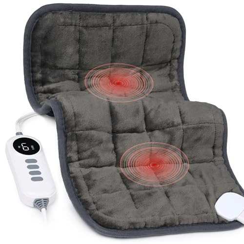 Heating Pad, Weighted Heating Pad with Massaging Vibrations, 6 Heat Level, 4 Massage Modes, Electric Heating Pad for Back Pain Relief, 2H Auto Off,12"x 24" | Amazon (US)