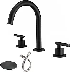 BATHLAVISH Black Widespread Bathroom Faucet 8 Inch Sink 3 Hole Two Handle Lavatory Vanity Modern ... | Amazon (US)