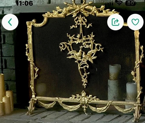 Antique French Louis XVI Empire Style Ornate Brass Fireplace Screen 1950s Patina | eBay | eBay US