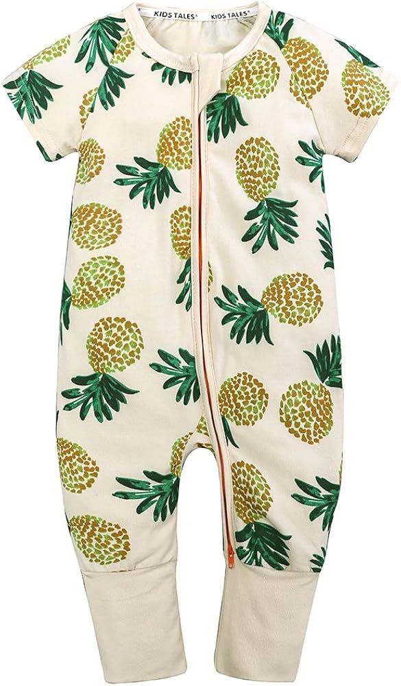 Baby Boys Girls Zipper Short Sleeve Pajama Sleeper Cotton Romper(Size 3M-3T) | Amazon (US)