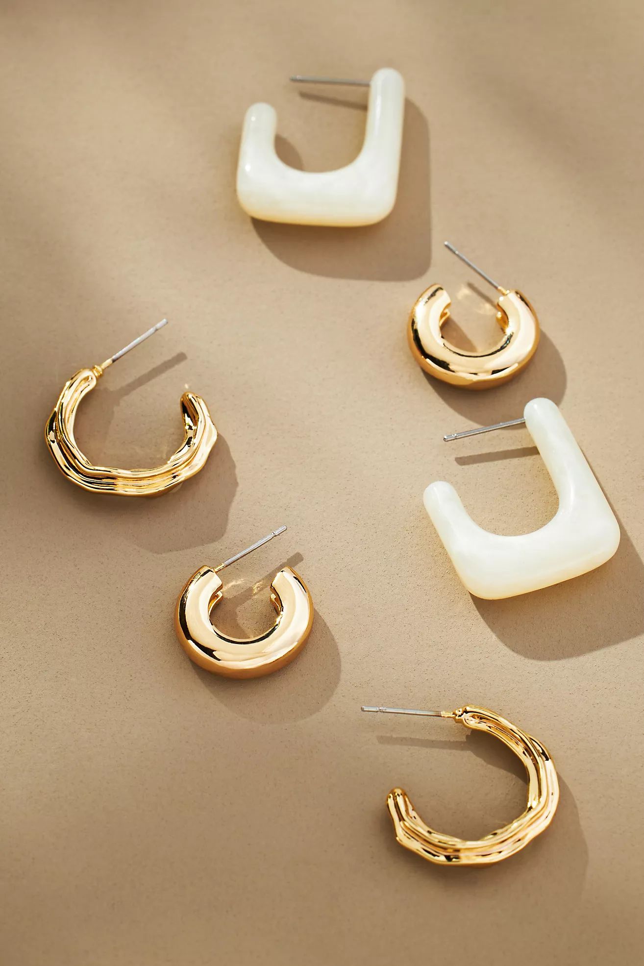 Resin & Metal Huggie Earrings, Set of 3 | Anthropologie (US)