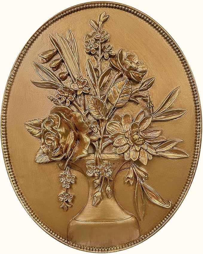 97 Decor Vintage Wall Sculptures For Living Room - Gold Vintage Wall Decor, Ornate Oval Hangings ... | Amazon (US)