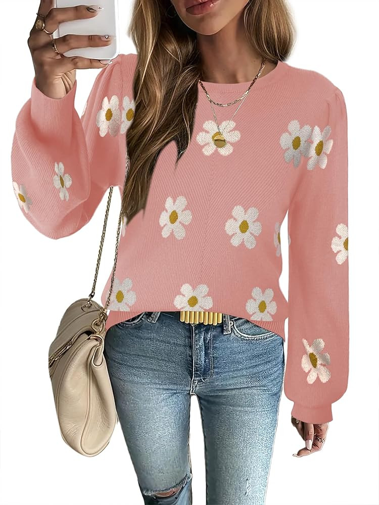 Zeagoo Womens Sweaters Fall 2024 Fashion Trendy Long Sleeve Shirts Ribbed Knit Winter Outfits Puf... | Amazon (US)