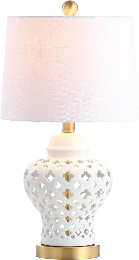 JONATHAN Y JYL6210A Quatrefoil Fretwork 20.5" Pierced Ginger Jar Ceramic/Metal LED Table Lamp Gla... | Amazon (US)