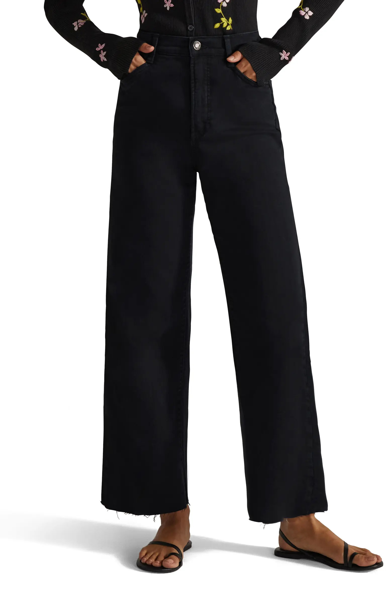 Favorite Daughter The Mischa Raw Hem Super High Waist Wide Leg Jeans | Nordstrom | Nordstrom
