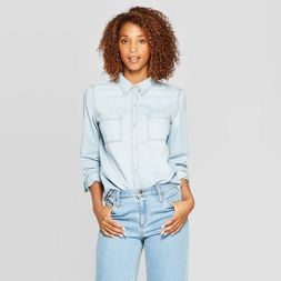 Women's Long Sleeve Labette Denim Woven Shirt - Universal Thread™ | Target