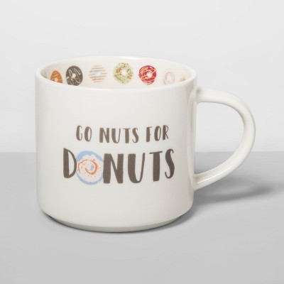 16oz Porcelain Go Nuts For Donuts Mug Cream - Opalhouse™ | Target