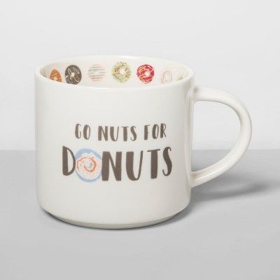 16oz Porcelain Go Nuts For Donuts Mug Cream - Opalhouse™ | Target