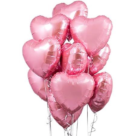 Large Pink Heart Balloons For Party - Big 18 Inch Heart Balloons Foil | Heart Pink Foil Balloons Val | Amazon (US)