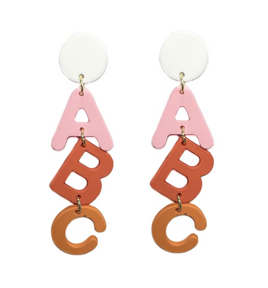 Personality Apple LOVE Pencil Books Dangle Drop Earrings Double Sided Wooden Teacher Student Earr... | Amazon (US)
