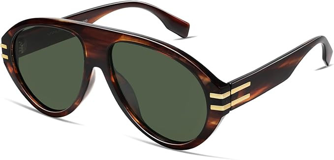 VANLINKER Polarized Retro Oversized Aviator Sunglasses Womens Mens Trendy 70s Vintage Sun Glasses... | Amazon (US)