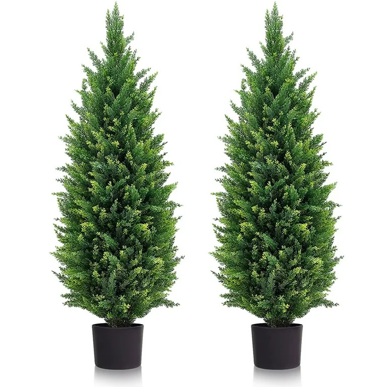 DLD Topiary Trees Artificial Outdoor, 35'' Artificially Trimmed Cedar Trees, UV Protected (Christ... | Walmart (US)