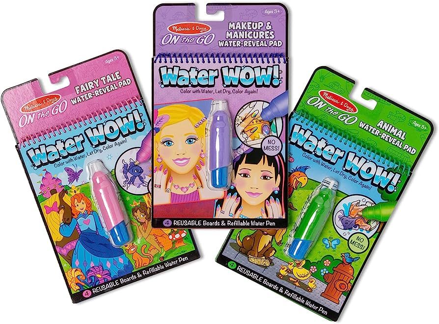 Melissa & Doug On the Go Water Wow! Reusable Water-Reveal Activity Pads, 3-pk, Makeup, Fairy Tale... | Amazon (US)