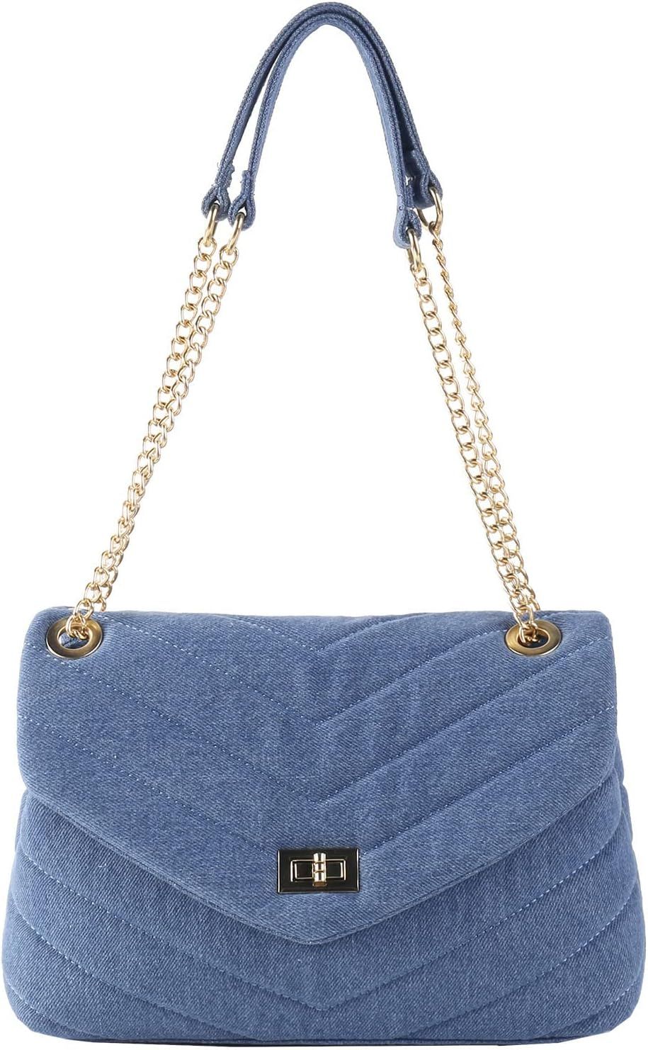 JINMANXUE Quilted Crossbody Bags for Women, Ladies Handbag Shoulder Bag, with Chain Messenger Bag... | Amazon (US)
