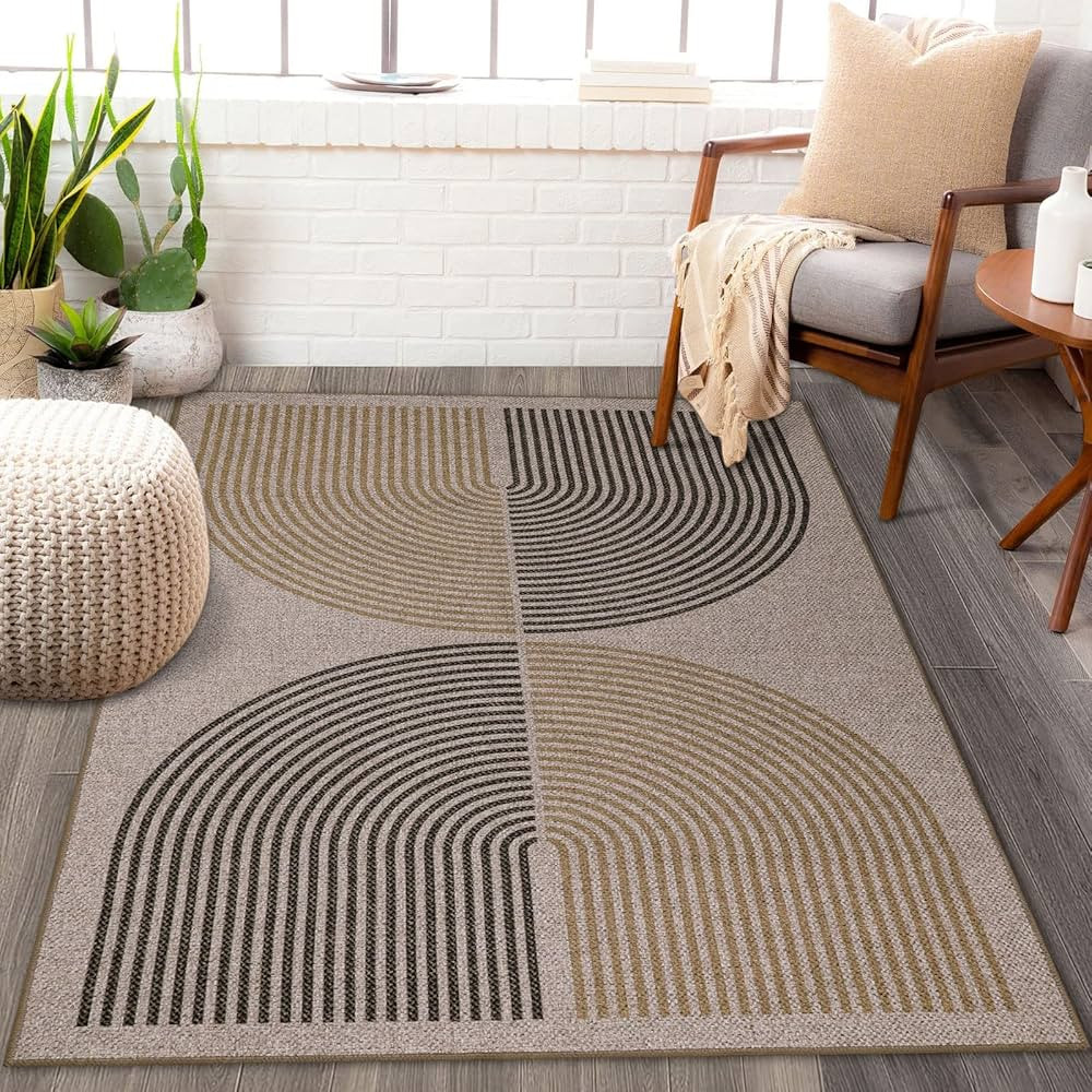 Lahome Modern Rainbow Easy Jute Rug, 3x5 Kitchen Rugs Washable Rugs for Entryway Farmhouse Area R... | Amazon (US)