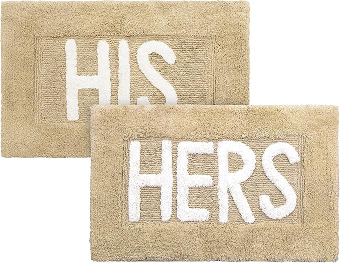 Jean Pierre "His & Hers" 20" x 32" 2-Piece Bath Rug Set, Linen | Amazon (US)