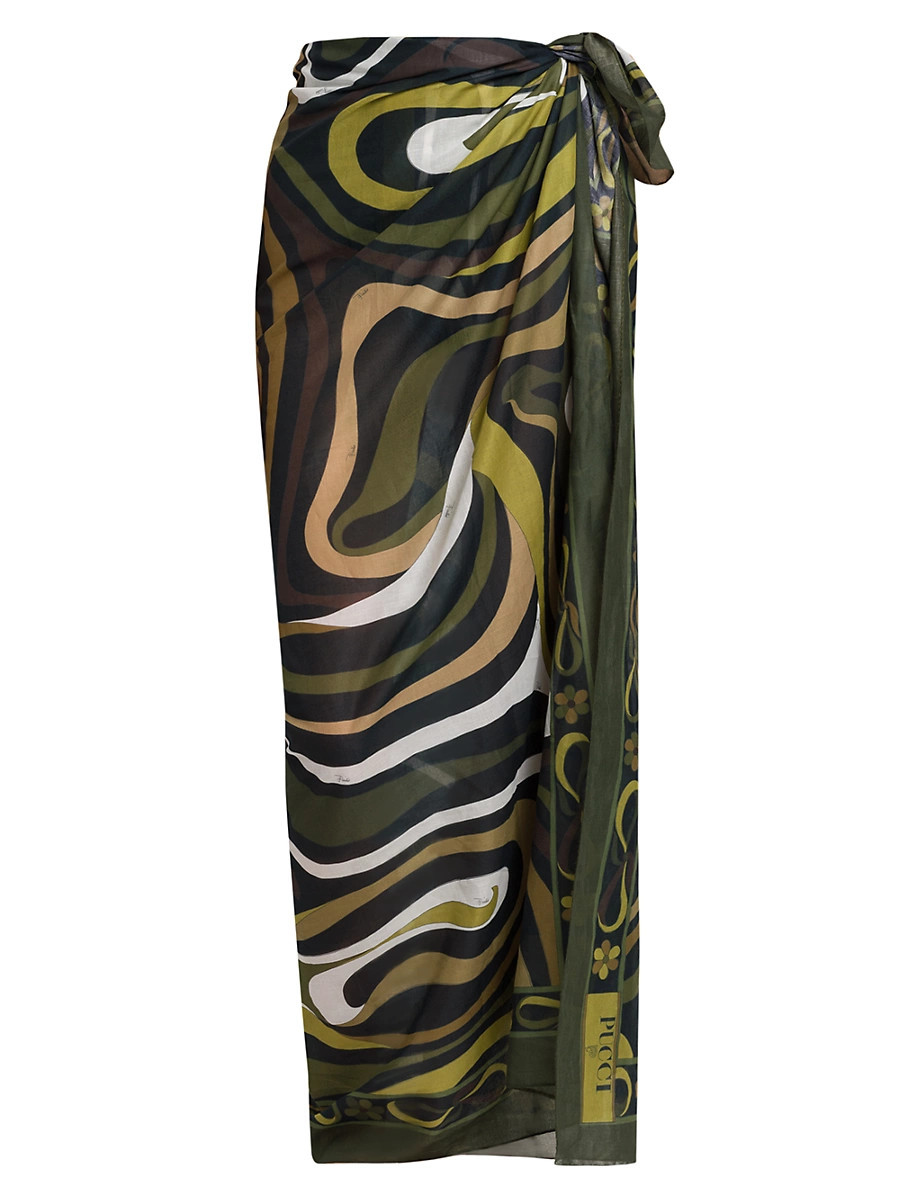 Women's Printed Cotton Pareo - Khaki | Saks Fifth Avenue