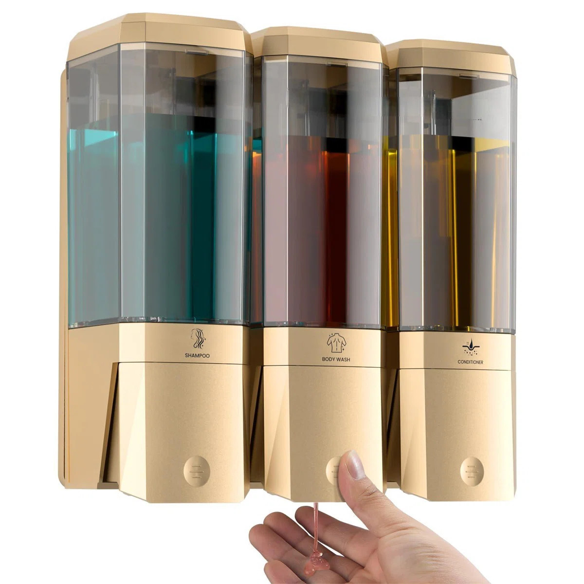Shampoo And Conditioner Dispenser,Shower Dispenser 3 Chamber No Drill Shampoo Dispenser For Showe... | Wayfair North America