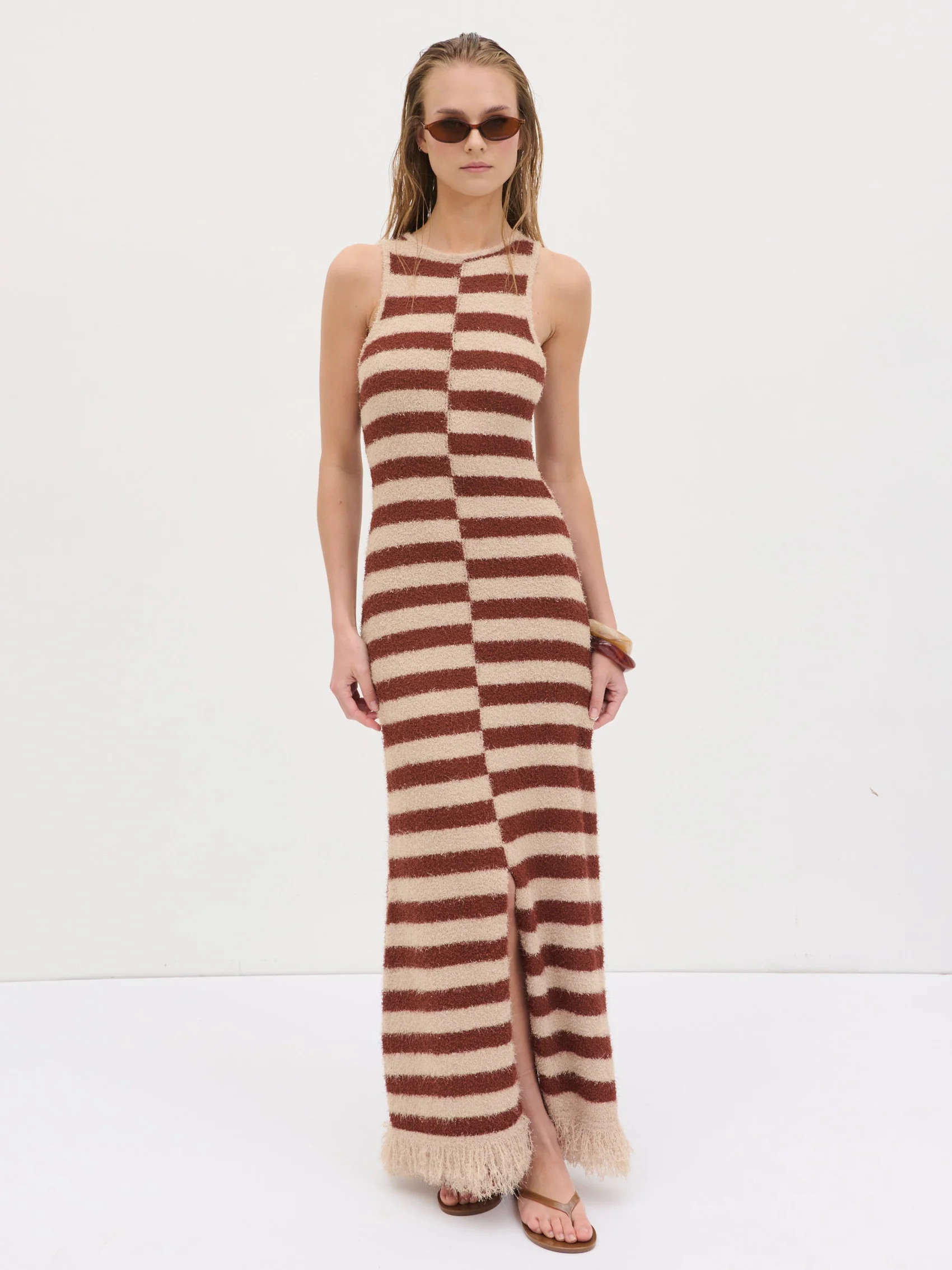 Toscana Stripe Detail Knit Maxi Dress | Pretty Lavish (UK)