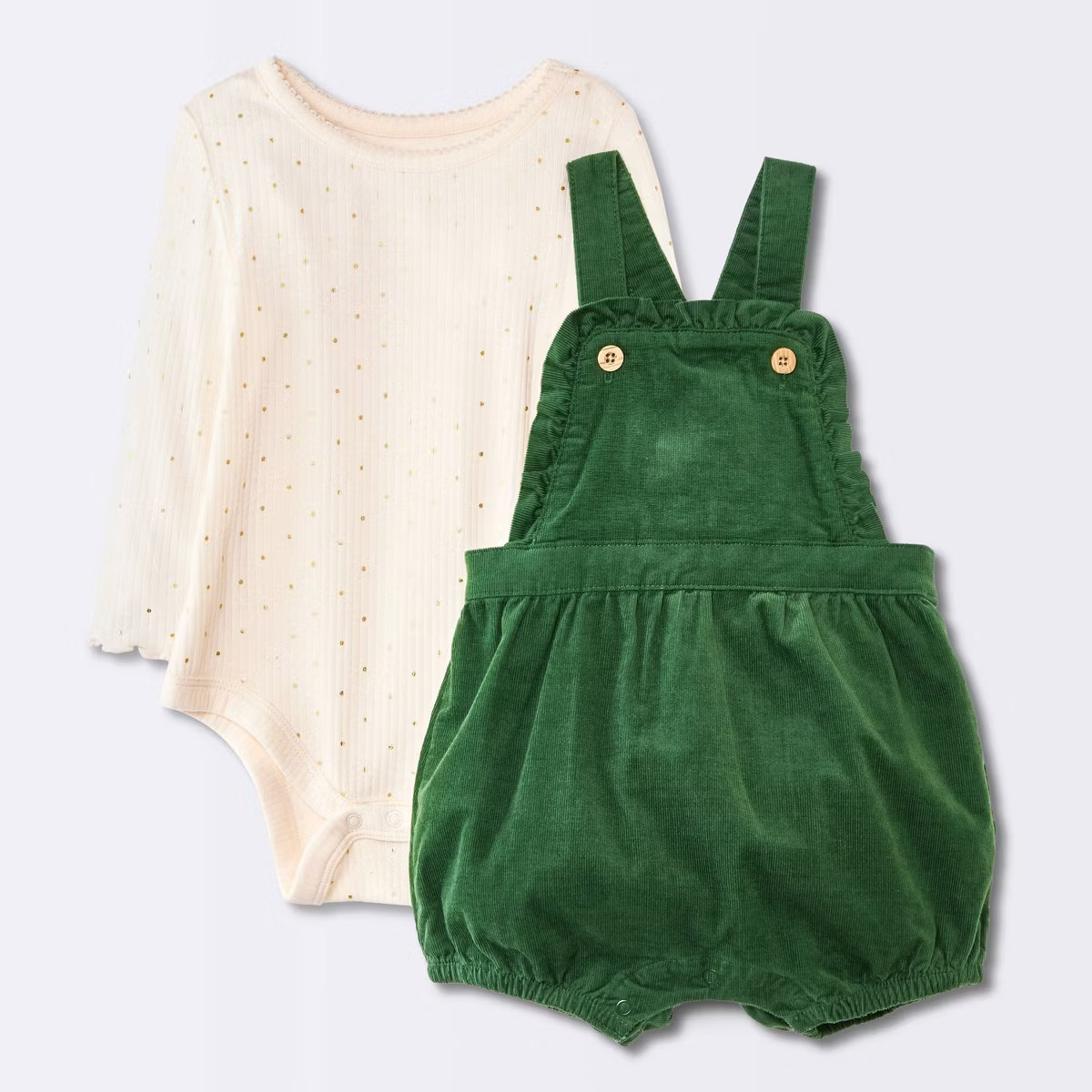 Baby Girls' 2pc Polka Dot Bodysuit and Overalls Set - Cloud Island™ Green/White | Target