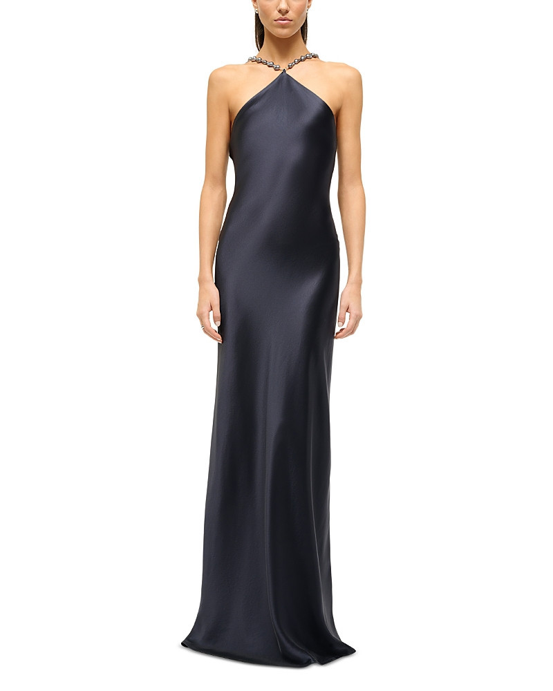 Staud Cadence Beaded Strap Satin Gown | Bloomingdale's (US)