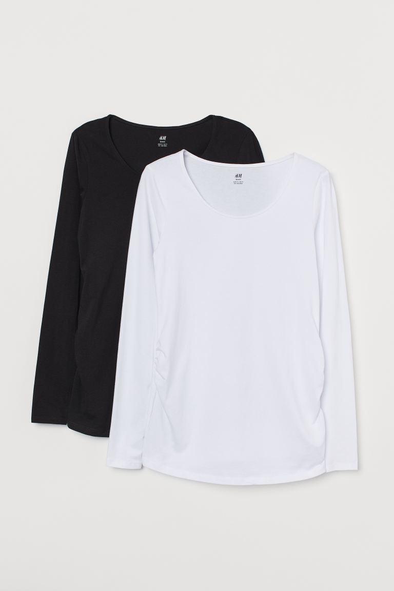 Long-sleeved tops in organic stretch jersey with a wide neckline. Gathers at sides for improved f... | H&M (US)