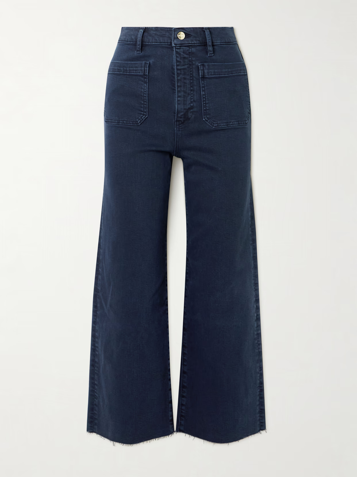 FRAME - The Anchor Frayed Cropped High-rise Wide-leg Jeans - Blue | NET-A-PORTER (US)