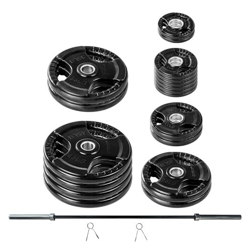 Lifeline Fitness 400 Pound Olympic Weight Set With Bar - Commercial Grade, Rubber Coated Olympic Grip Weight Plates, Barbell, and Spring Clips - Perfect Home Gym Workout Set | Amazon (US)