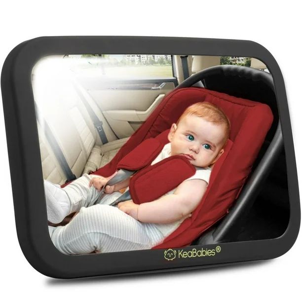 KeaBabies Large Shatterproof Baby Car Mirror, Crash-Tested, Rear Facing (Matte Black) | Walmart (US)