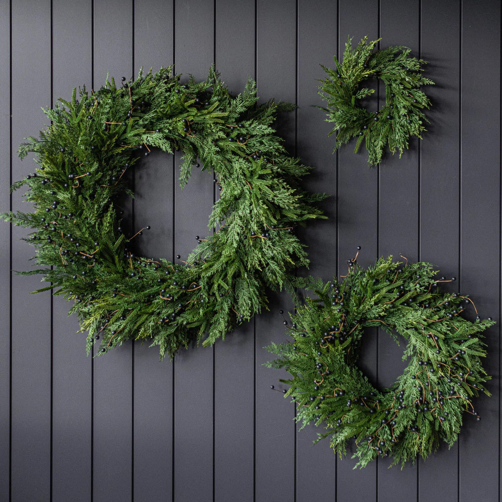 Navy Plum Berry Norfolk Cypress Real Touch Wreath - 34" | luxe bCO