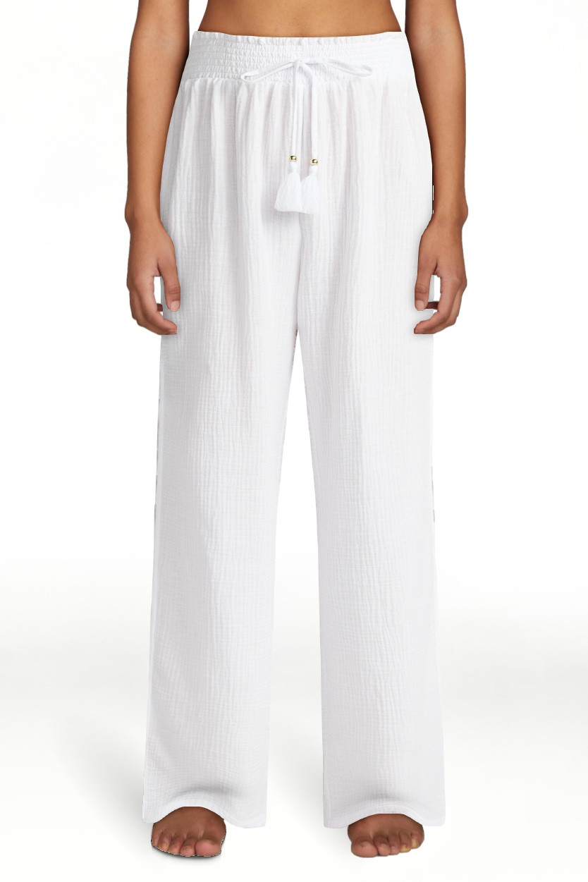Time and Tru Women's Cotton Coverup Pants with Side Slits, Sizes XS-XL | Walmart (US)